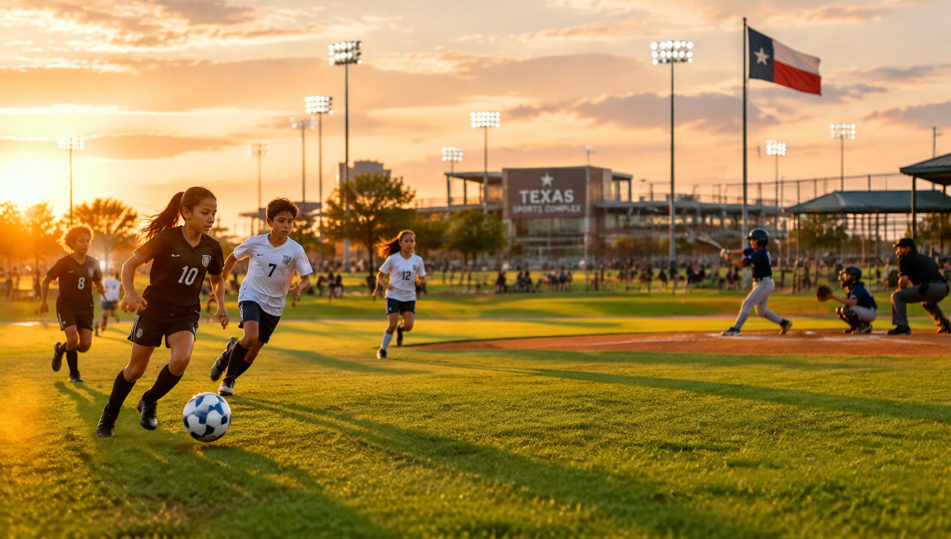 Kids playing soccer and baseball at T&C Sports